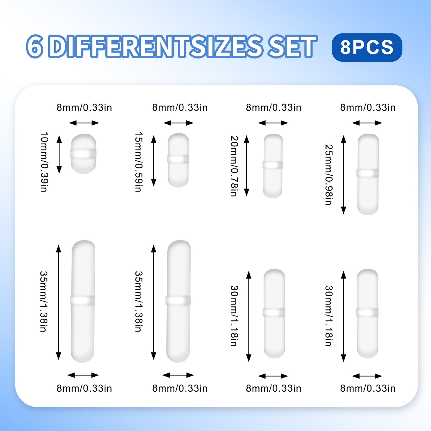 AYINLAB PTFE Magnetic Stir Bars Type-B 8pcs Mixed Set