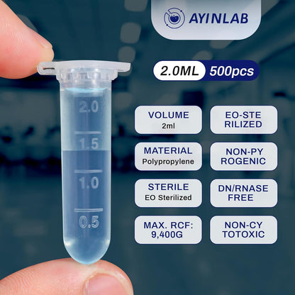 AYINLAB Polypropylene Microcentrifuge Tubes 2ml - 500pcs